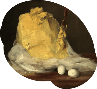 Painting showing butter and eggs