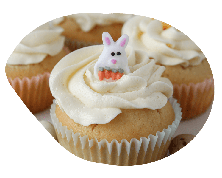 French butter cupcake with a rabbit on top