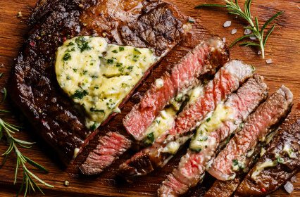 Garlic Herb Compound Butter Steak and Mashed Potatoes